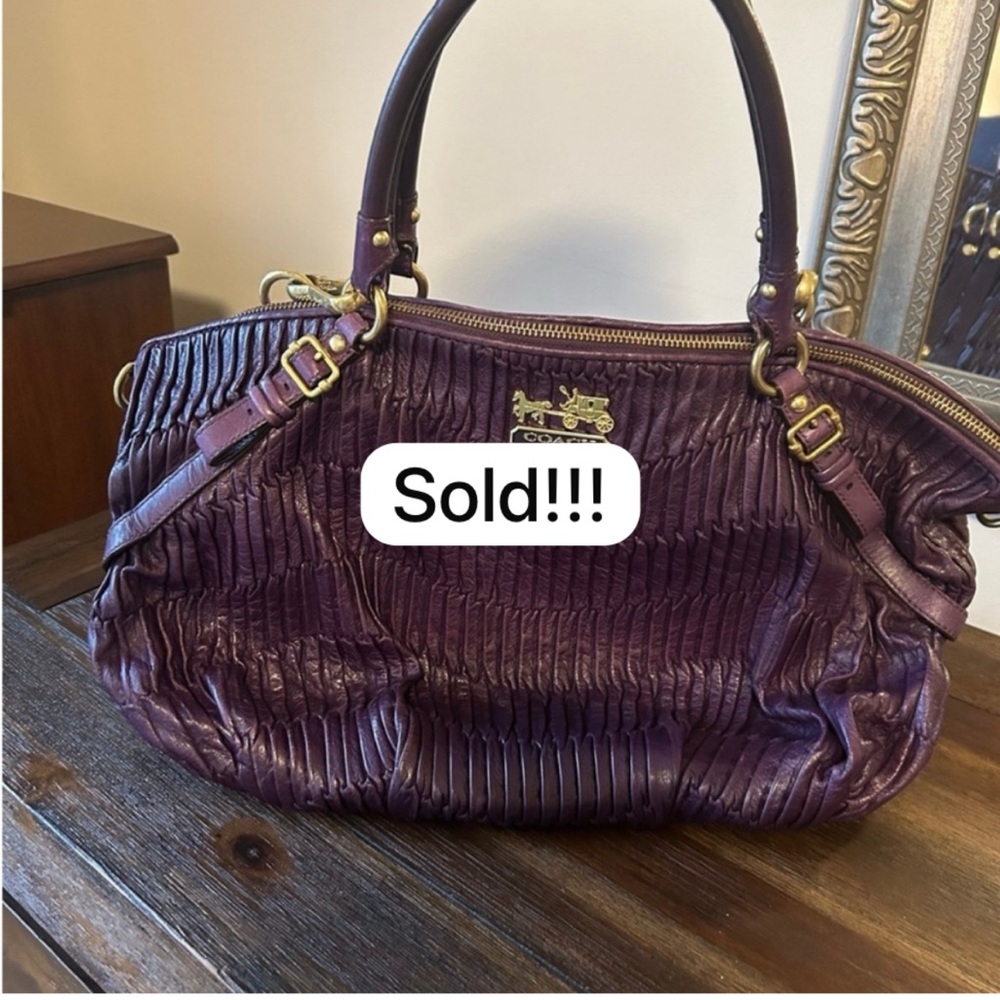 Coach Deep Purple Leather Shoulder Bag